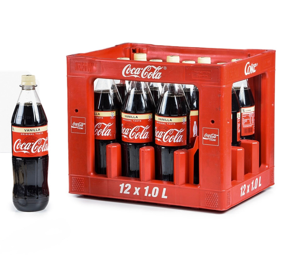 Coca-Cola FLAVORS Vanilla mit Koffein - 12 x 1 l Flaschen