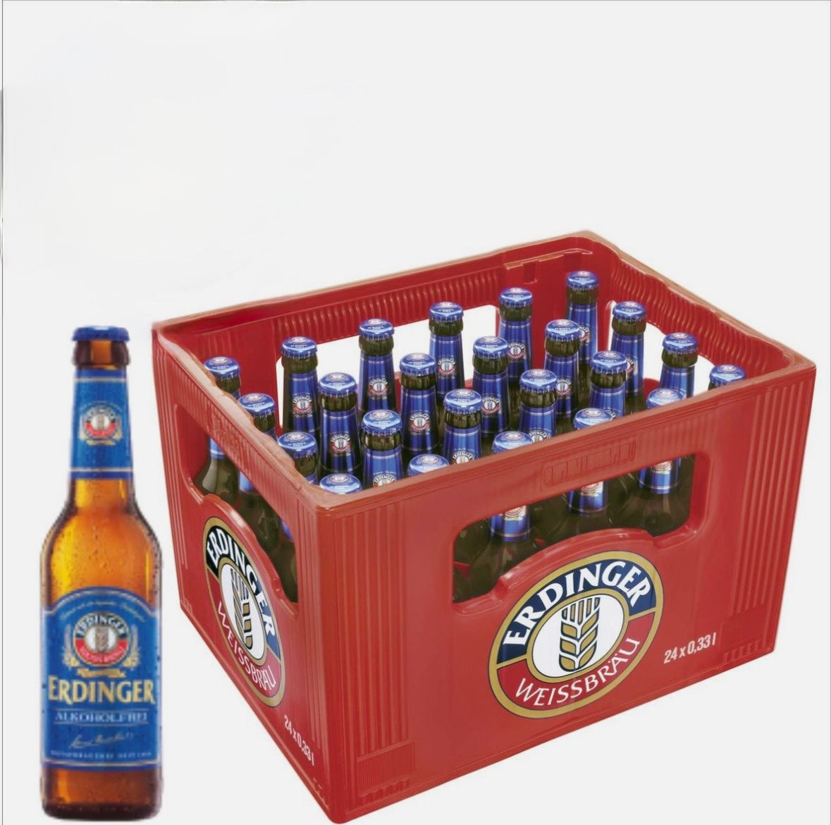 Erdinger Hefeweizen alkoholfrei Glas - 20 x 500 ml Flaschen