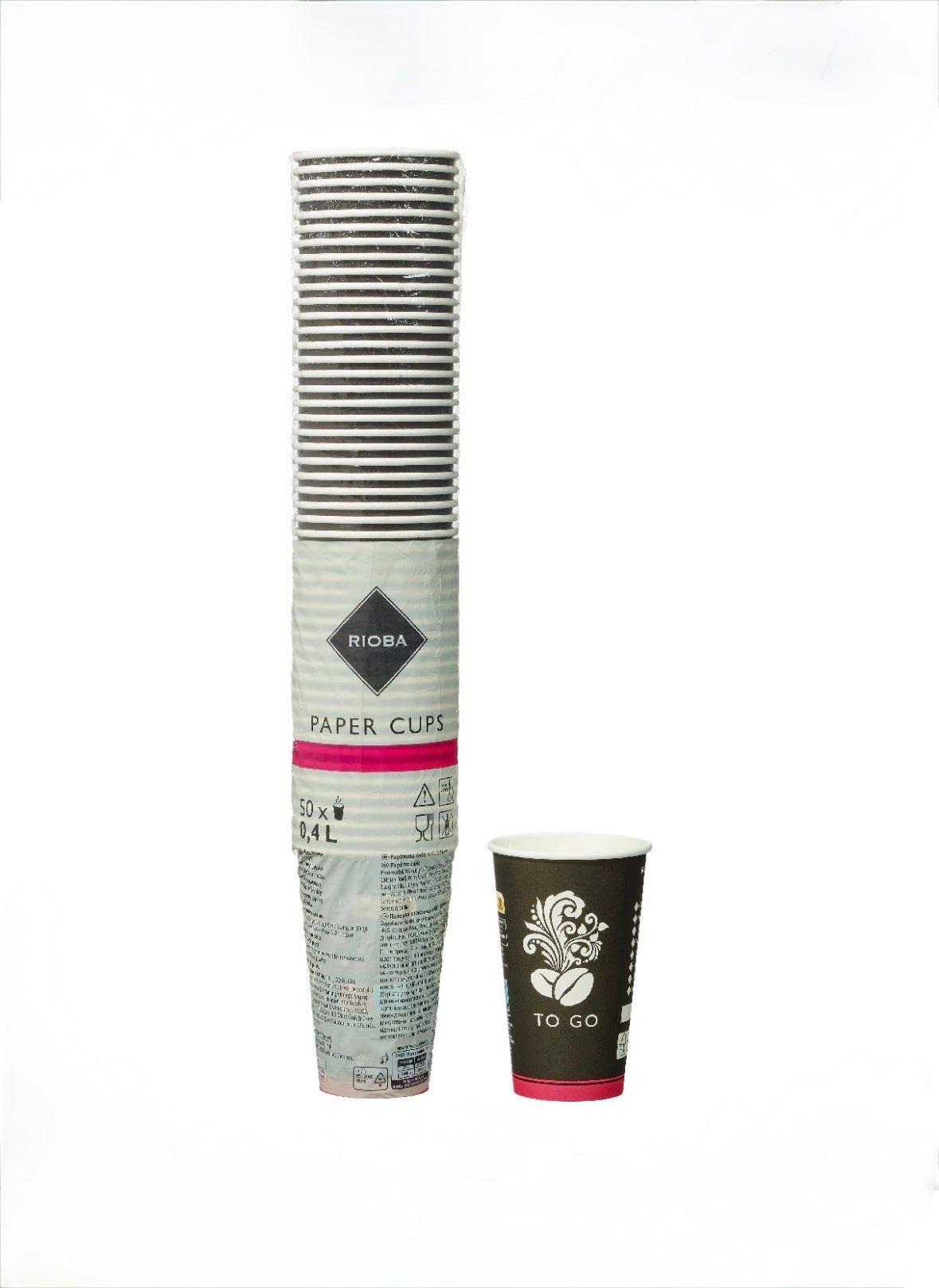 RIOBA Becher To-go 400 ml Schwarz 50 Stück