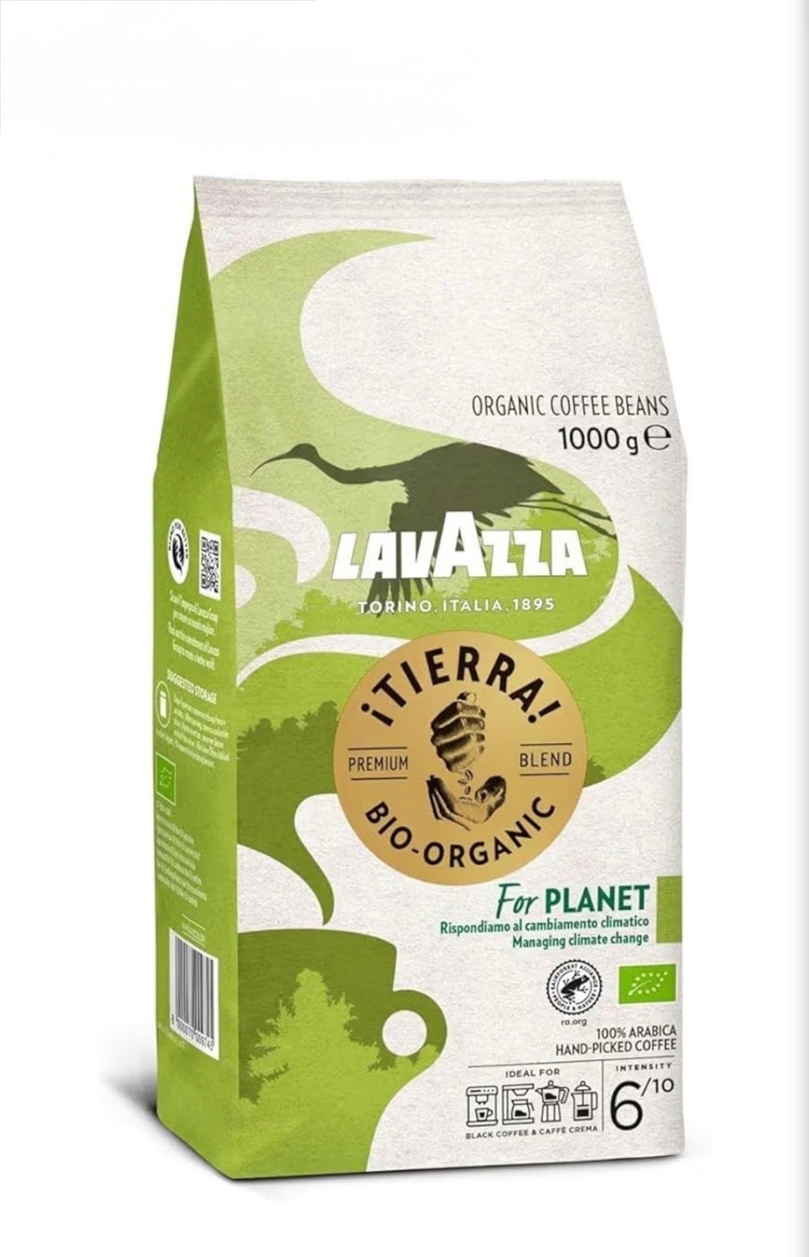 Lavazza Bio Tierra Organic ganze Bohne 100 % Arabica-Bohnen - 1 kg Beutel