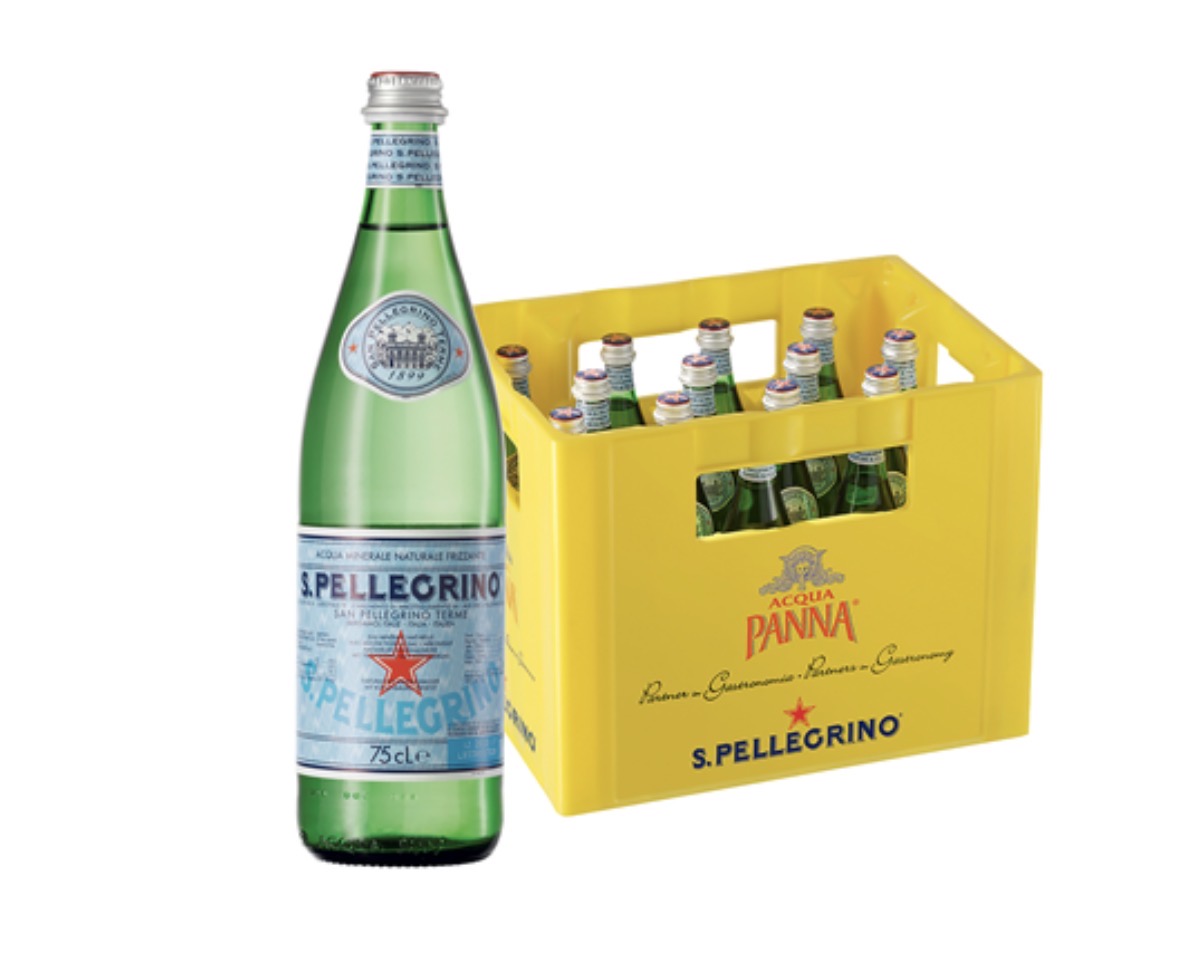 San Pellegrino Mineralwasser mit Kohlensäure, Glas Mehrweg - 16 x 750 ml Flasche
